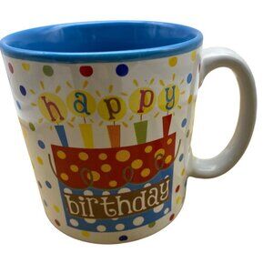 Burton Cake N Bake White Blue Sprinkles Confetti Candles Happy Birthday Cup Mug